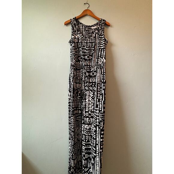 Calvin Klein Black and White Pattern Sleeveless Jumpsuit - Picture 1 of 8